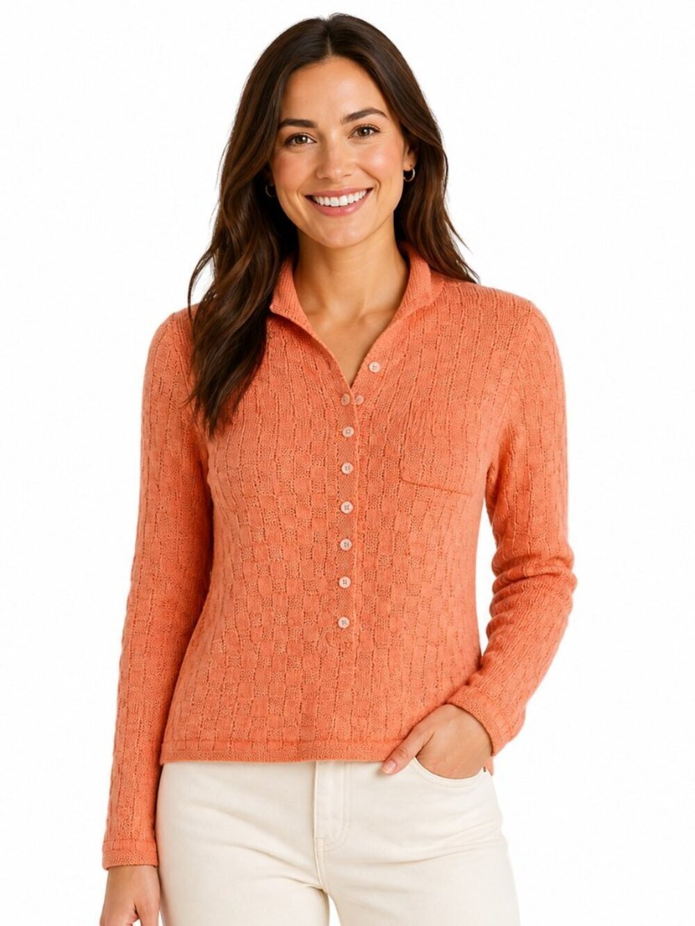Marion Foale Tangerine Orange Knit Cardigan